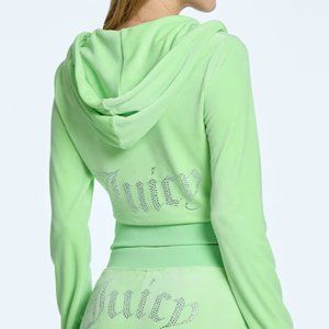 JUICY COUTURE Sour Apple OG Bling Velour Jacket MEDIUM (M) Neon Green